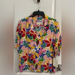 Floral Button Down Shirt - Multicolor